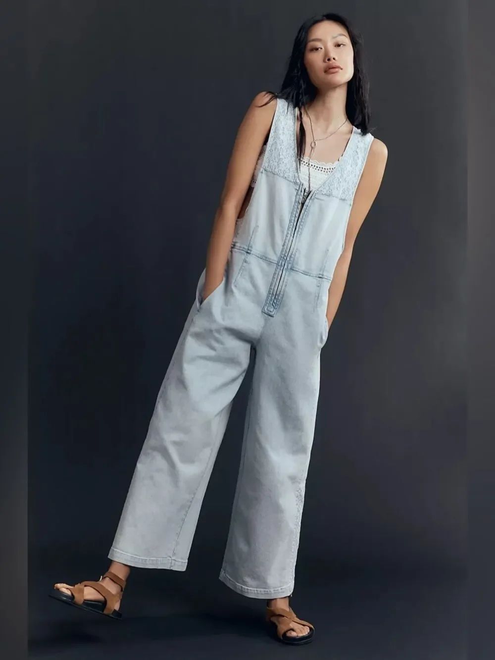 New Anthropologie Pilcro Front-Zip Wide-Leg Jumpsuit Size S